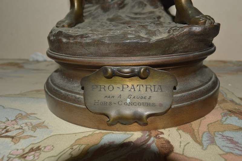 'Pro Patria', large patinated bronze sculpture by Gaudez