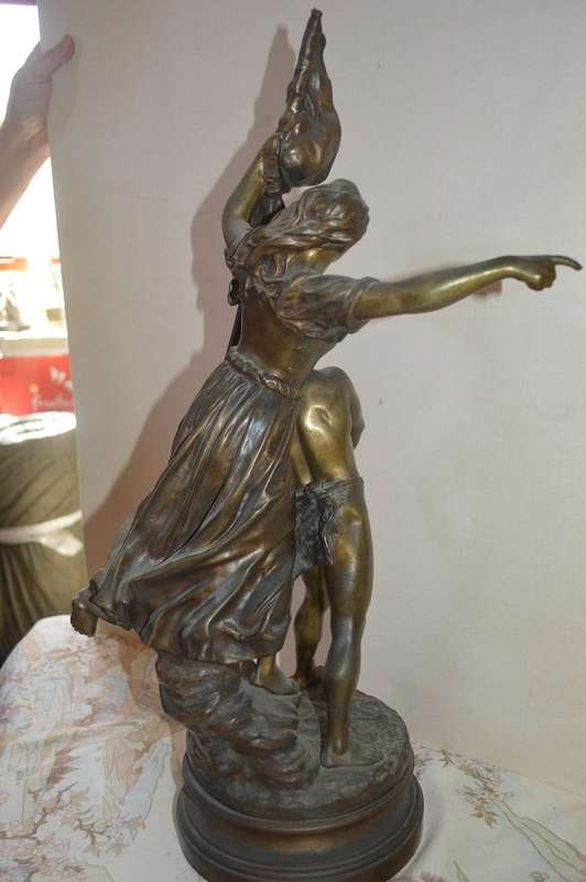 'Pro Patria', large patinated bronze sculpture by Gaudez