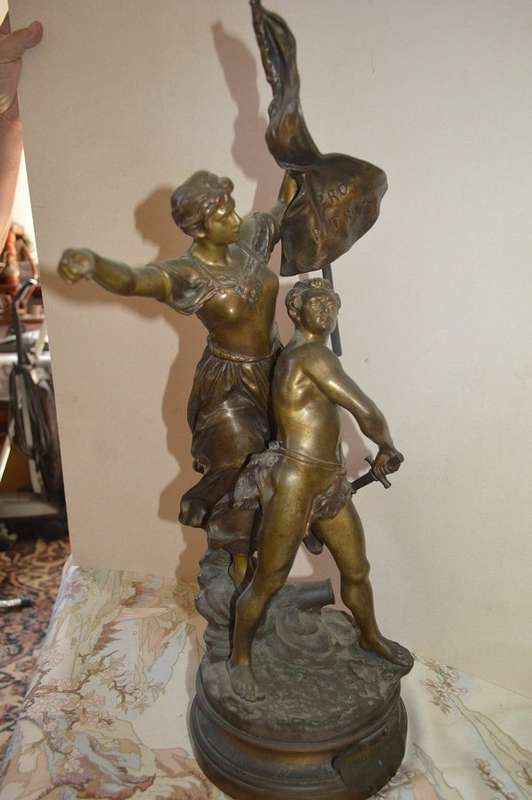'Pro Patria', large patinated bronze sculpture by Gaudez