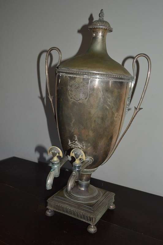Rare 2 tap English Sheffield  silver plated Victorian Samovar (Adams style) 60cm##