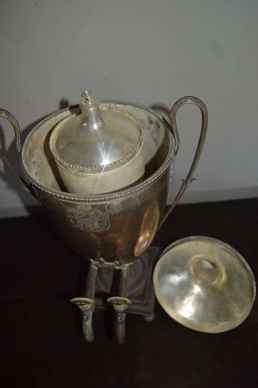 Rare 2 tap English Sheffield  silver plated Victorian Samovar (Adams style) 60cm##