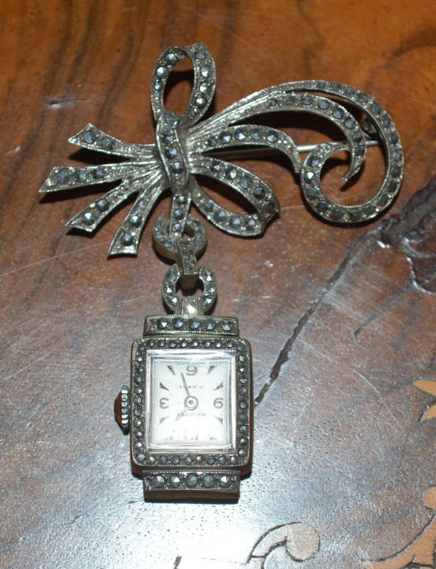 Bucherer Marcasite watch brooch STUNNING Reduced
