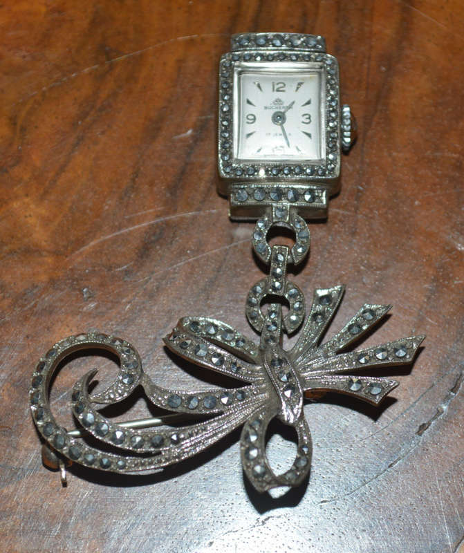 Bucherer Marcasite watch brooch STUNNING Reduced