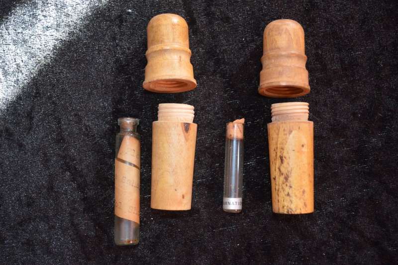 Antique light hous style wood and perfume/scent bottles