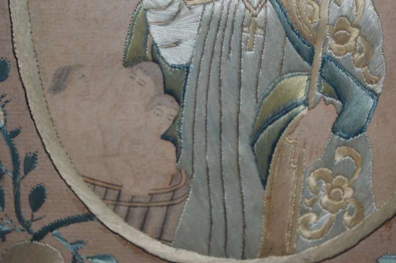 A unique one of a kind silk stiched picture of St nicholas who brought the children back to life