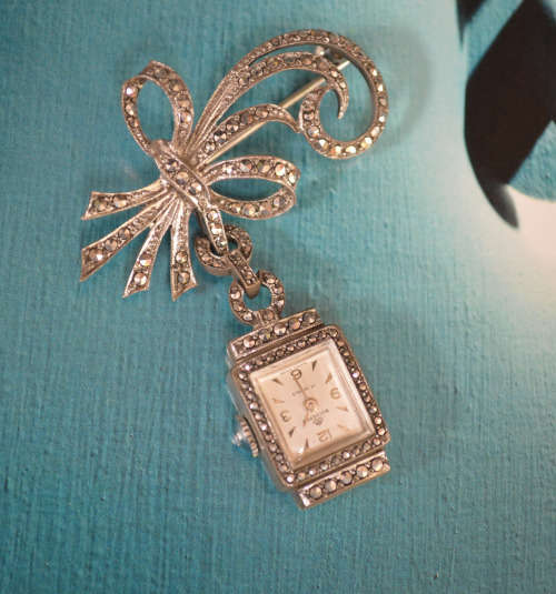 Bucherer Marcasite watch brooch STUNNING Reduced
