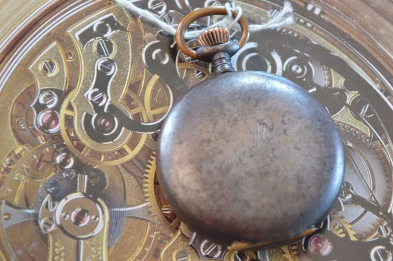 Hebdomas 8 Day gun metal pocket watch working reduced