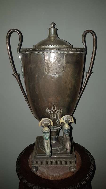 Rare 2 tap English Sheffield  silver plated Victorian Samovar (Adams style) 60cm##