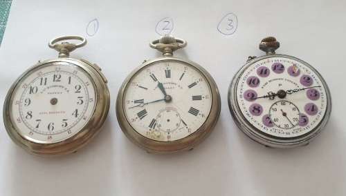 3 x Vintage Roskopf Pocket Watches. ` For Repairs `