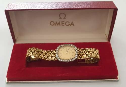 18K Gold Ladies Omega Watch.