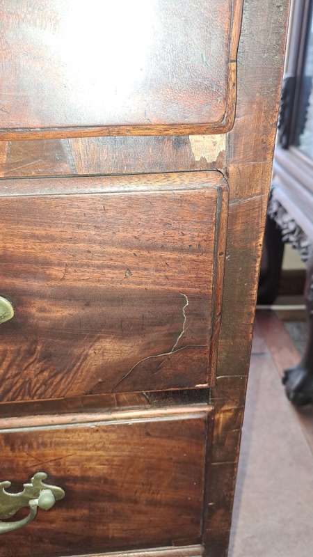 18th Century Mahogany compact gentleman`s chest with brushing slide  ca 1740