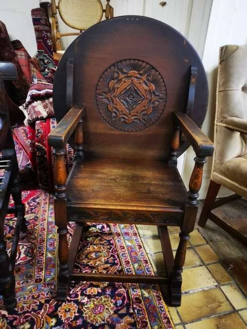 19th century antique Monk`s bench/ table of carved oak 1890`s