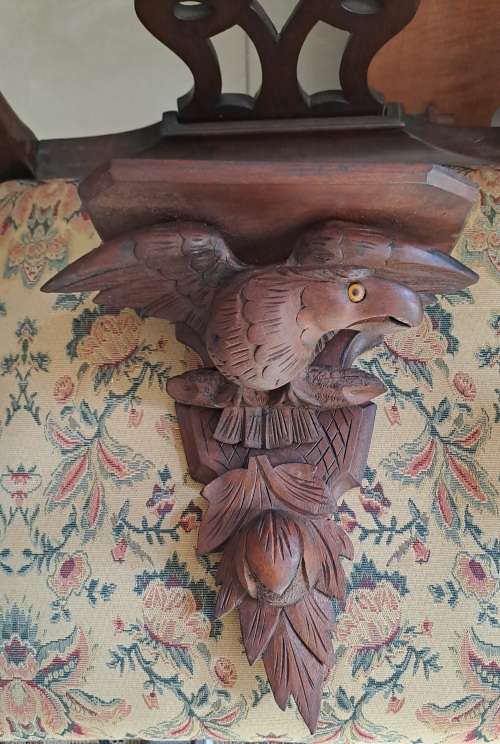 A rear pair of American neoclassical hand carved war eagle sconce/shelf ca 1880-1900 REDUCED