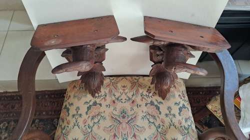 A rear pair of American neoclassical hand carved war eagle sconce/shelf ca 1880-1900 REDUCED