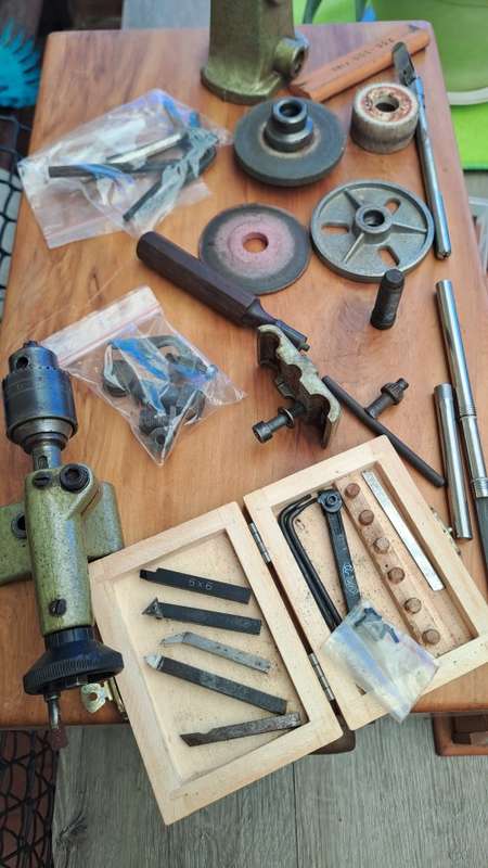 Emco Unimat SL  lathe with extras in yellow wood box