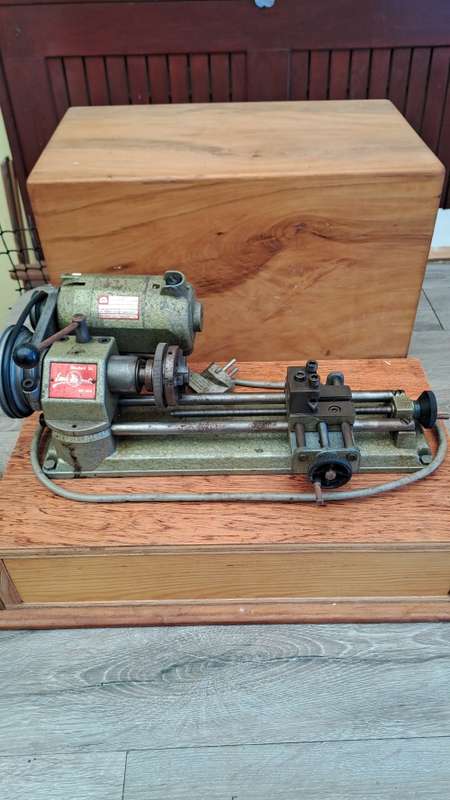 Emco Unimat SL  lathe with extras in yellow wood box