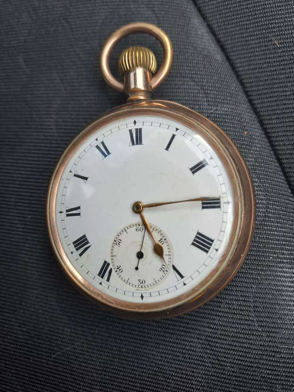 Swiss 14k chrono-adjustment swan neck pocket watch