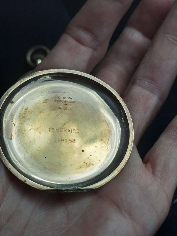 Swiss 14k chrono-adjustment swan neck pocket watch