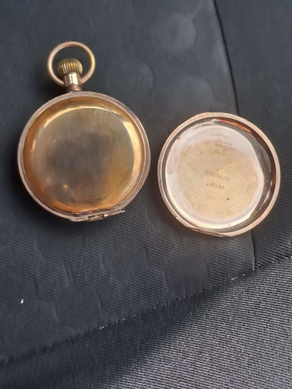 Swiss 14k chrono-adjustment swan neck pocket watch