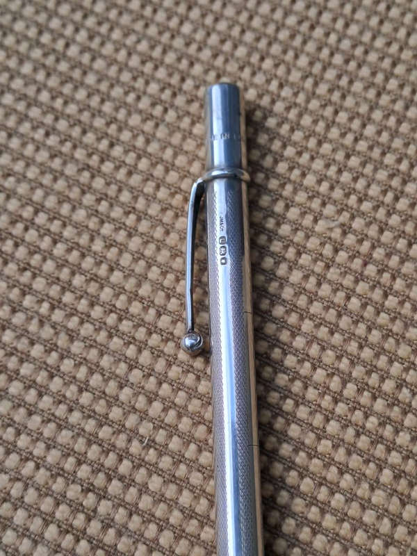 1946 Solid Silver Mechanical Pencil, Johnson Matthey & Co England.