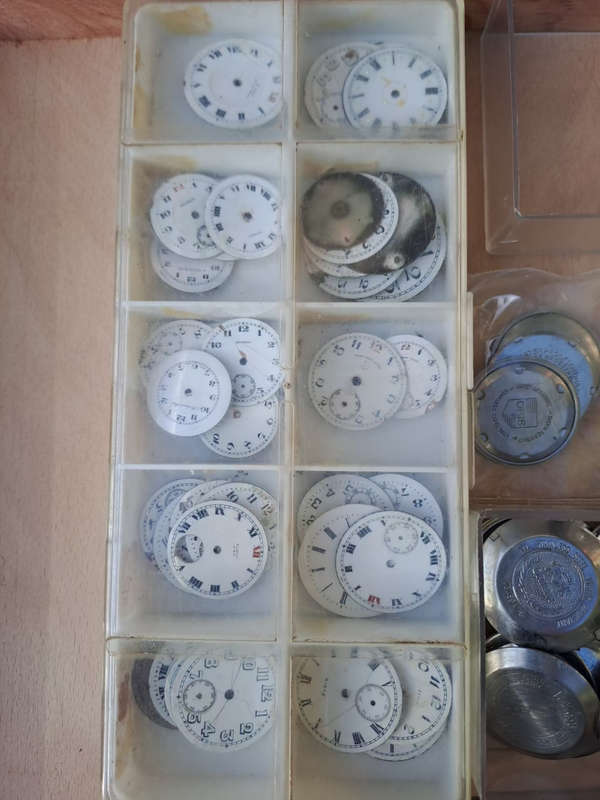 vintage watch part. back plates and faces