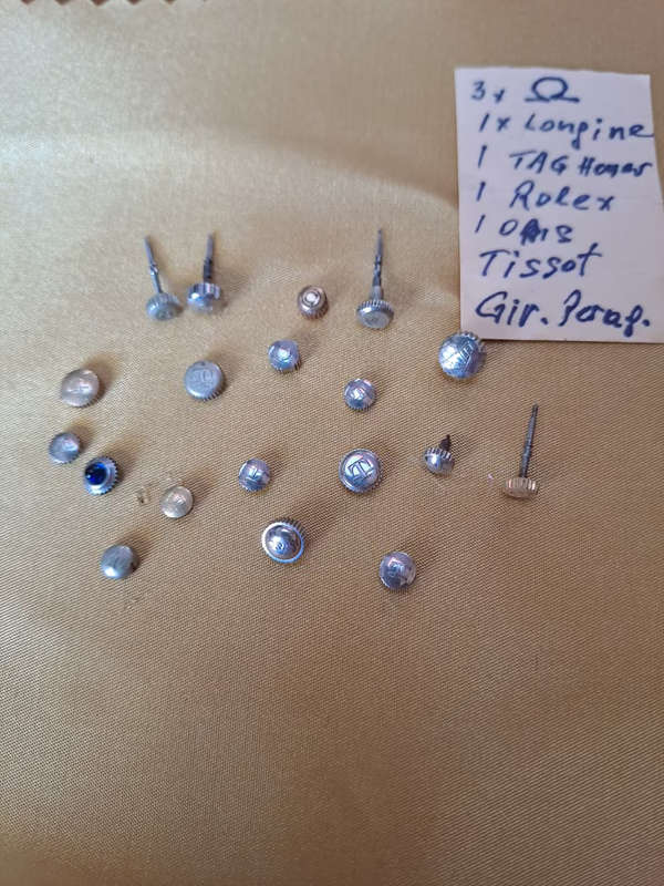 Various watch crowns omega, longines, Tag, rolex oyster, tissor oris etc as per tag