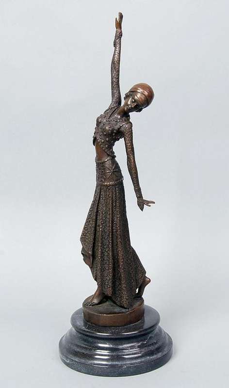 BRONZE SCULPTURE ART DECO LADY AFTER D.H.CHIPARUS