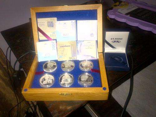 Set of six R1 Silver Nobel Laurette Coins with COA icl Mandel, Tutu & de Klerk