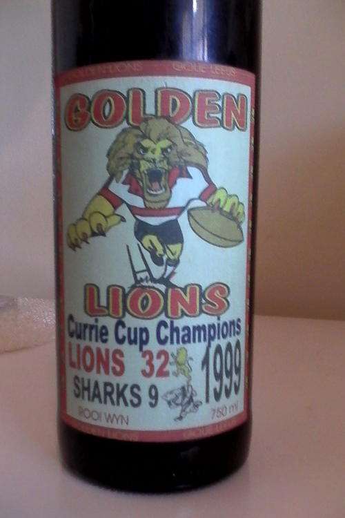 GOLDEN LIONS CURRIE CUP CHAMPIONS 1999 RED WINE.