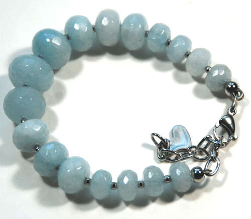 Atenea handmade Blue Aquamarine bracelet with stainless steel chain & clasp