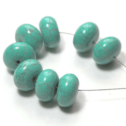 Natural Turquoise howlite gemstones,Rondelle 8x4mm, Light Turquoise, sold per individual gemstone