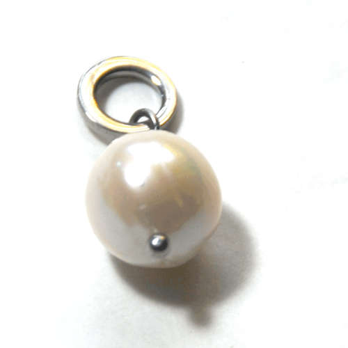 Atenea Add a Dangle handmade natural white freshwater pearl pendant on stainless steel ring