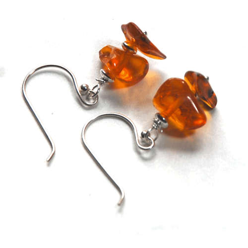 Atenea handmade natural Baltic Amber earrings on sterling silver