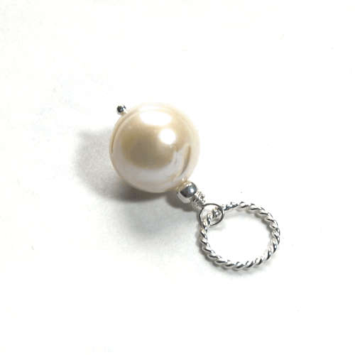 Atenea 925 Add a Dangle handmade 12-13mm White freshwater Pearl pendant on sterling silver
