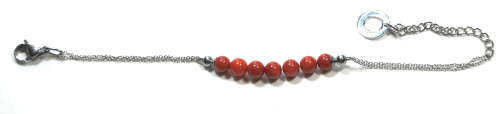 Atenea handmade Natural Red Coral bracelet with stainless steel chain & clasp