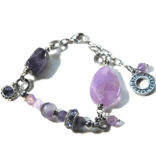Atenea handmade Amethyst bracelet with Tanzanite crystals