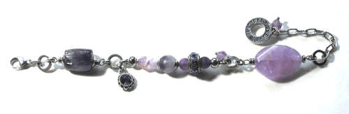 Atenea handmade Amethyst bracelet with Tanzanite crystals