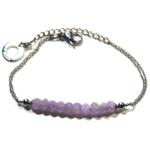 Atenea handmade Faceted Amethyst micro bracelet with stainless steel spacers, chain & clasp