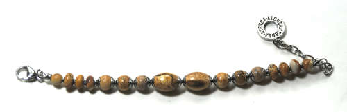 Atenea handmade Picture Jasper bracelet with oval beads & stainless steel chain & clasp