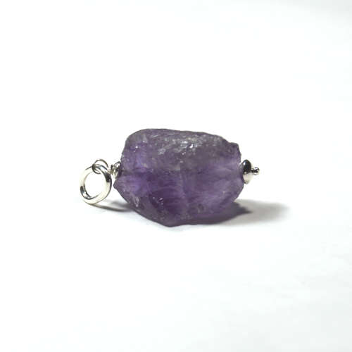 Atenea 925 Add a Dangle handmade natural dark Amethyst nugget gemstone pendant on sterling silver