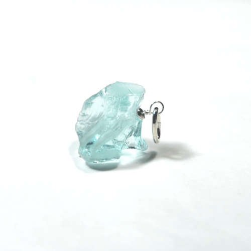 Atenea 925 Add a Dangle natural raw Aquamarine quartz nugget gemstone pendant on sterling silver