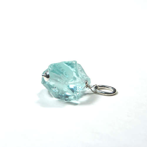 Atenea 925 Add a Dangle natural raw Aquamarine quartz nugget gemstone pendant on sterling silver