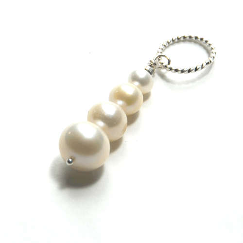 Atenea handmade White freshwater pearl pendant on 925 sterling silver - pearls 6mm - 12mm