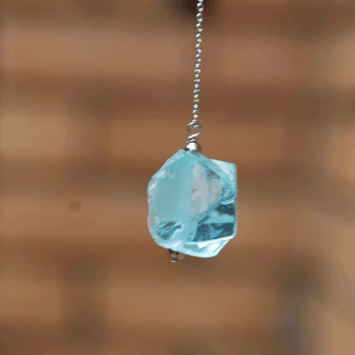 Atenea handmade Raw Aquamarine nugget pendant necklaceon stainless steel chain & clasp