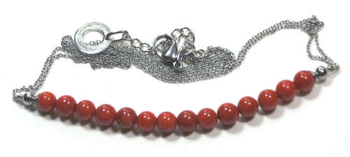 Atenea handmade Natural Red Coral micro necklace with stainless steel chain & clasp