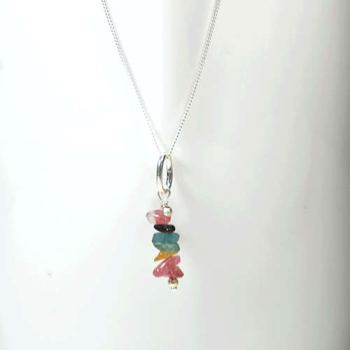 Atenea 925 Add a Dangle Tourmaline chips pendant on 925 sterling silver