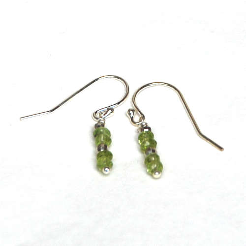 Atenea handmade tiny natural Peridot earrings on sterling silver