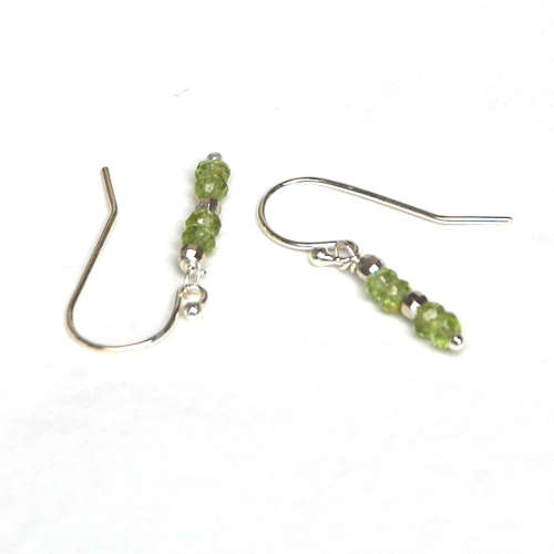 Atenea handmade tiny natural Peridot earrings on sterling silver