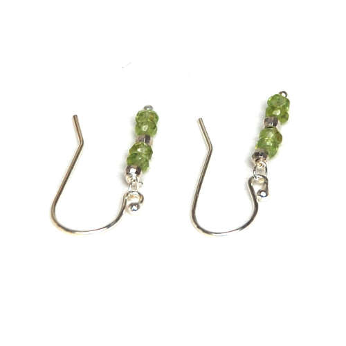 Atenea handmade tiny natural Peridot earrings on sterling silver