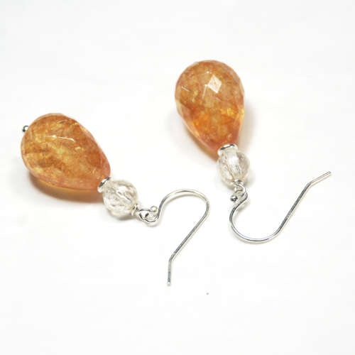 Atenea handmade Citrine earrings on sterling silver - 19x13mm teardrop